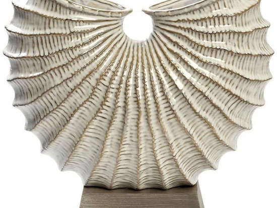 Διακοσμητικό Επιτραπέζιο Lucky Horn TAS101 39x14,5x36cm White-Brown Espiel Κεραμικό,Ξύλο