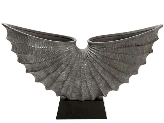 Διακοσμητικό Επιτραπέζιο Lucky Horn TAS106 53x13,5x29,5cm Grey-Black Espiel Κεραμικό,Ξύλο