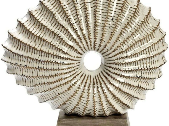 Διακοσμητικό Επιτραπέζιο Lucky Horn TAS109 42,5x12,5x37,3cm White-Brown Espiel Κεραμικό,Ξύλο
