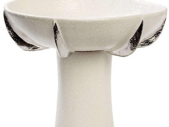 Διακοσμητικό Μπωλ NIX102 24,5x24,5x19,3cm White-Silver Espiel Κεραμικό