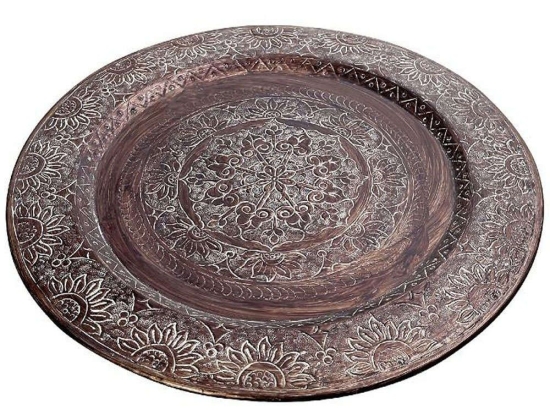 Διακοσμητικός Δίσκος Με Ανάγλυφο LAK511 Φ50x1cm Brown Espiel Αλουμίνιο