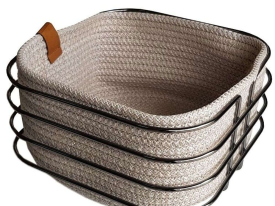 Καλάθι Ψωμιού ROB116 21x21x21cm White Espiel Μέταλλο,Ύφασμα