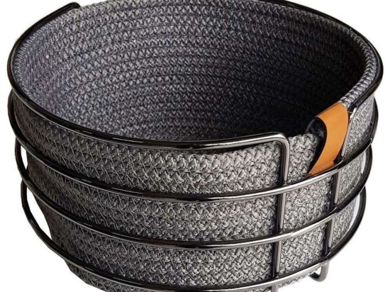 Καλάθι Ψωμιού ROB102 Φ21x10cm Grey Espiel Μέταλλο,Ύφασμα