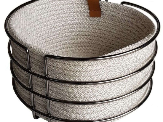 Καλάθι Ψωμιού ROB117 Φ21x10cm White Espiel Μέταλλο,Ύφασμα