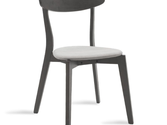 Καρέκλα Toto pakoworld γκρι ύφασμα-rubberwood ανθρακί πόδι Σετ 2 Τεμαχίων