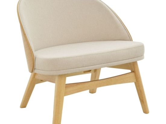 Καρέκλα Sarian pakoworld μπεζ ύφασμα-rubberwood φυσικό πόδι 69,5x71x70.5εκ Σετ 2 Τεμαχίων