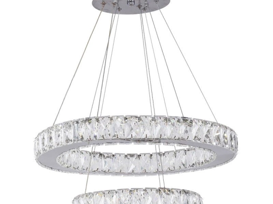 Φωτιστικό οροφής δίφωτο PWL-1164 pakoworld LED ασημί Φ40x70εκ