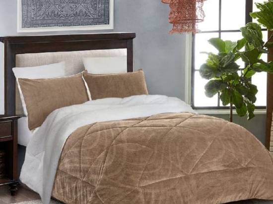 Isadore Lorraine Κουβερτοπάπλωμα με γέμιση 450 gsm Super Soft Υπέρδιπλο 220×240 Flannel-Sherpa Καφέ