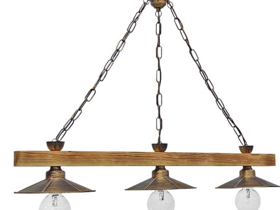 Φωτιστικό Οροφής R-150RAGA 3/L Chain 30-0038 Bronze Μέταλλο,Ξύλο