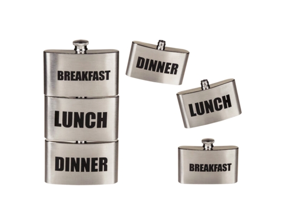 Μεταλλικό Φλασκί με 3 αποσπώμενα μέρη Breakfast, Lunch, Dinner 3X88 ml.