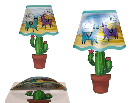 Αυτοκόλλητο Φωτιστικό Llama &amp; Cactus 31 x 18,5 cm