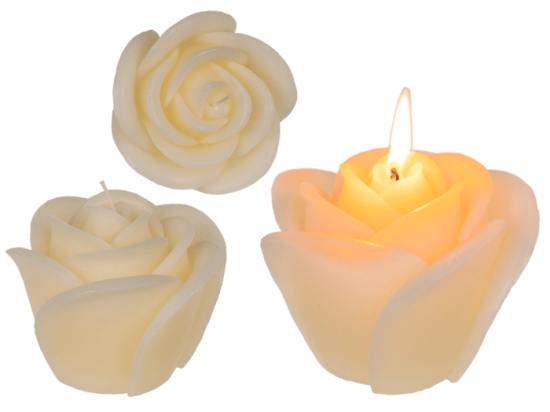 Creme colored candle, Rose, ca. 11 x 9 cm