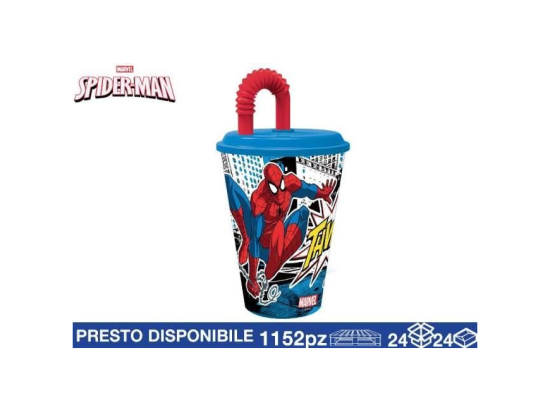Ποτήρι με καλαμάκι Spiderman 460ml 24/24