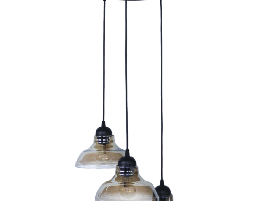 Φωτιστικό Οροφής GL-5060 Pendel 3/L BL-Fume 02-0262 Heronia Μέταλλο,Γυαλί