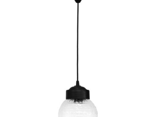 Φωτιστικό Οροφής Lp-110K 11-0267 Βιδωτό Γυαλί Σφαιράκι Clear Φ15cm 90cm Black Heronia
