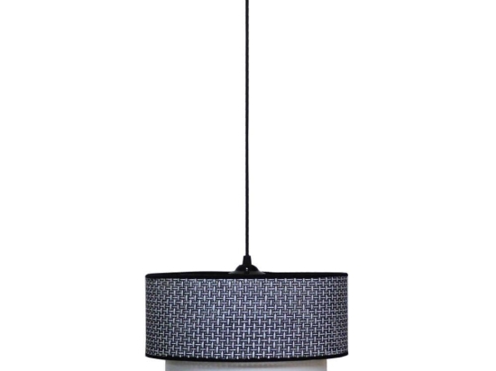 Φωτιστικό Οροφής 14-0267 1/Ε27 Φ30/25x95cm Αμπαζούρ Black-White Heronia Μέταλλο,Ύφασμα