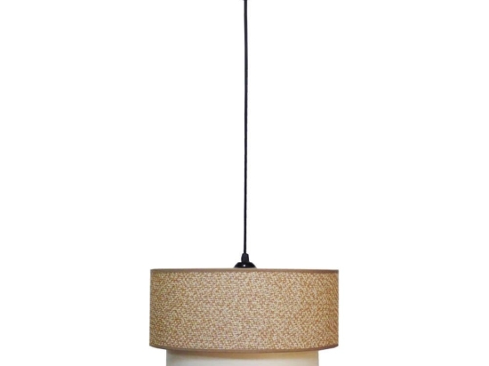 Φωτιστικό Οροφής 14-0280 1/Ε27 Φ30/25x95cm Αμπαζούρ Brown-Cream Heronia Μέταλλο,Ύφασμα