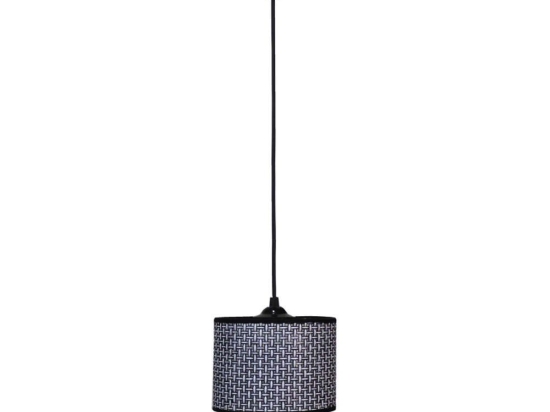 Φωτιστικό Οροφής 14-0268 1/Ε27 Φ16,5/10x95cm Αμπαζούρ Black-White Heronia Μέταλλο,Ύφασμα