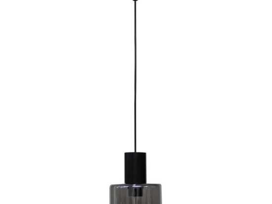 Φωτιστικό Οροφής Mirror-A 02-0416 1/Ε27 Φ14x90cm Fume-Black Heronia Μέταλλο,Γυαλί