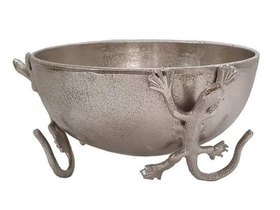 Διακοσμητικό Μπολ Σαύρα 00.07.7323 25Χ14cm Silver Αλουμίνιο