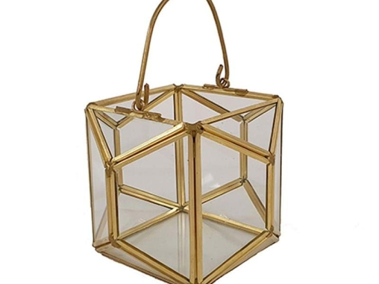 Φανάρι 00.03.32033 12Χ12Χ9cm Gold Μέταλλο,Γυαλί