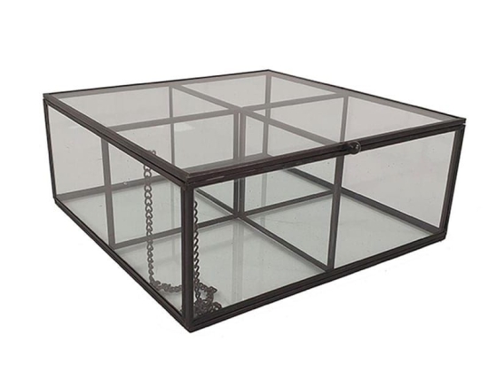 Μπιζουτιέρα 00.03.32038 20Χ21Χ8,5cm Black-Clear Μέταλλο,Γυαλί