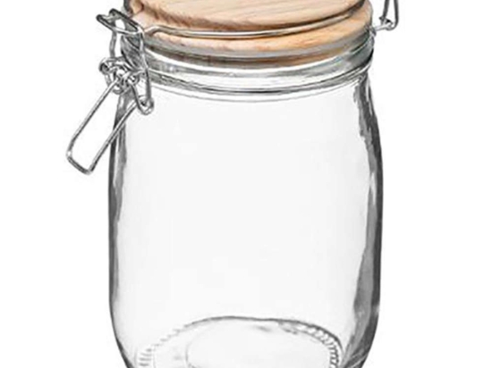 Βάζο  Με Καπάκι Ξύλινο Και Έλασμα 07.169212 500ml 13,5X17cm Clear Ξύλο,Γυαλί