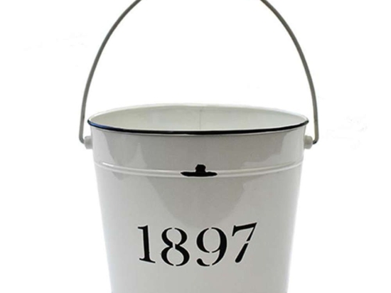 Κουβάς Μεταλλικός Με Χέρι 00.03.3924 1897 25Χ21cm White Μέταλλο
