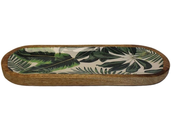 Πιατέλα Σερβιρίσματος Οβάλ Mango-Enamel 00.07.7451A 38Χ13Χ2cm Jungle Green Ξύλο,Εμαγιέ