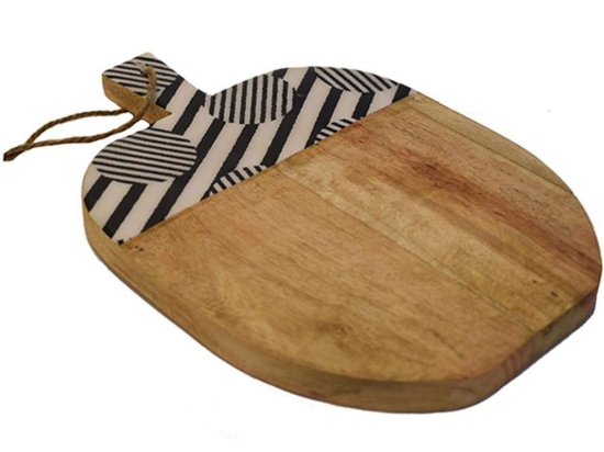 Πλατώ Σερβιρίσματος Mango-Enamel 00.07.7431 30/24Χ22Χ2cm Black-White Ξύλο,Πορσελάνη