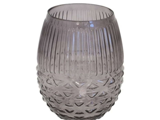 Κηροπήγιο Κουκουνάρι 00.07.7227 16x19cm Γυάλινο Grey Γυαλί