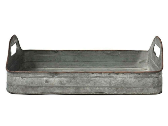 Δίσκος Διακοσμητικός Vintage Zinc 00.07.7108C 53x33x7,5cm Μεταλλικός Grey-Bronze Μέταλλο