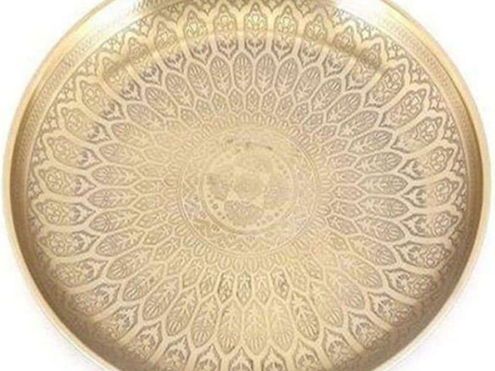 Διακοσμητικό Επιτραπέζιο Δίσκος  Curved 014.KA0169 Φ33 Gold Μέταλλο