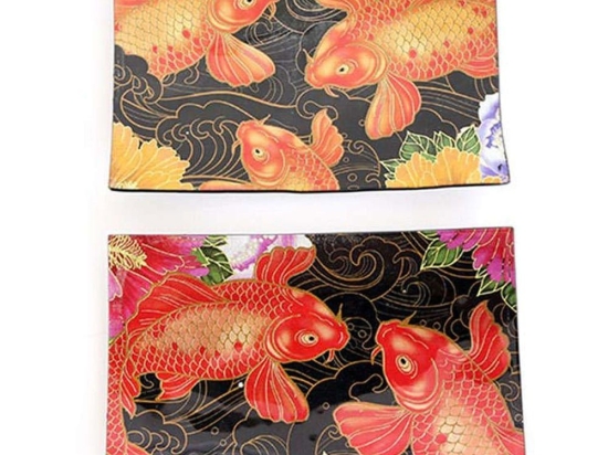 Διακοσμητικό Πιατάκι Koi 014.TJNK0016 23x15cm Multi Γυαλί