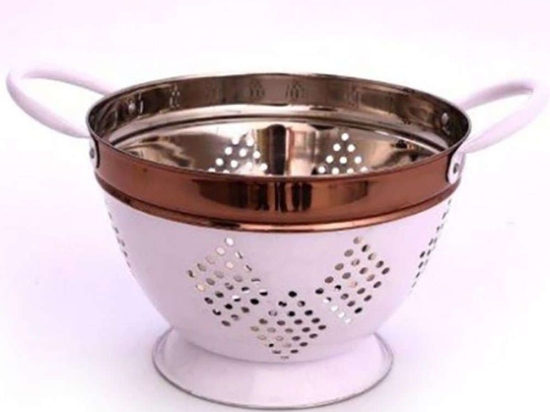 Σουρωτήρι Μεταλλικό 014.KG0316 25x17cm White-Bronze Μέταλλο