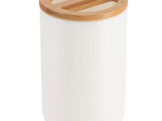 Ποτήρι Μπάνιου Με Χωρίσματα Bamboo 06.6374210 White-Natural Πλαστικό