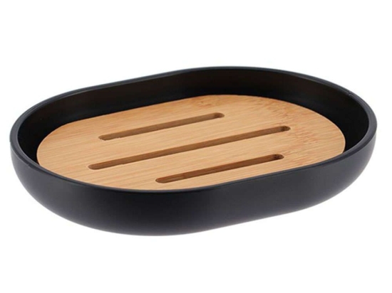 Σαπουνοθήκη Bamboo 06.6474237 Black-Natural Πλαστικό,Bamboo