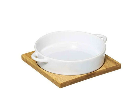 Πυρίμαχο Σκεύος Σε Βάση Bamboo 07.179720 Φ12,5cm White-Natural Κεραμικό