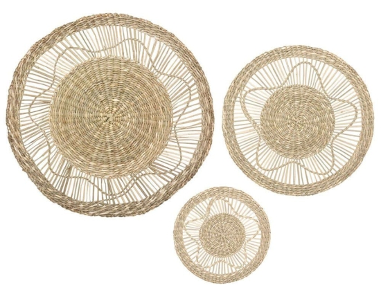 Διακοσμητικό Τοίχου Seagrass (Σετ 3Τμχ) 07.179488 Φ18/28/38cm Natural Ψάθα