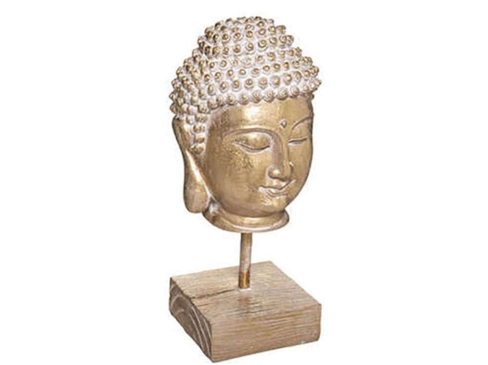 Διακοσμητικό Κεφάλι Βούδα Σε Σταντ 07.182329 23cm Gold Πολυρεσίνη