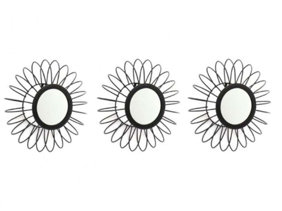 Καθρέπτες Τοίχου Sun (Σετ 3Τμχ) 014.MI0946 26cm Black Μέταλλο