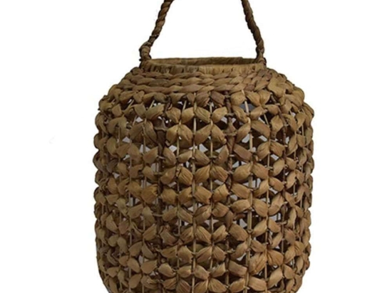 Φανάρι Υδροϋάκυνθου Flower Wave 00.06.66126 Φ31,5x41cm Brown Ψάθα