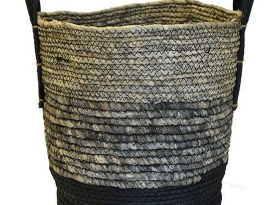 Καλάθι 00.06.67261 38x38cm Black-Grey Ψάθα
