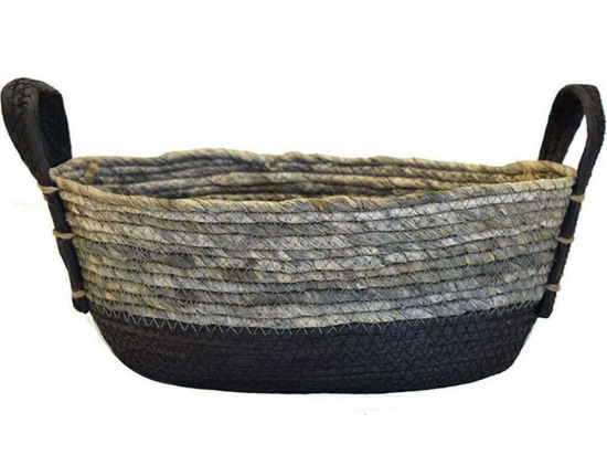 Καλάθι 00.06.67385 36x26x15cm Black-Grey Ψάθα