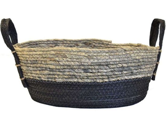 Καλάθι 00.06.67386 40x30x17cm Black-Grey Ψάθα