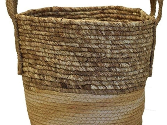 Καλάθι Ριγέ 00.06.67389 30x27cm Brown Ψάθα