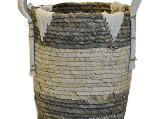 Καλάθι 00.06.67375 25x27cm White-Grey Ψάθα