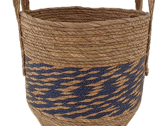 Καλάθι 00.06.67085 31x31cm Brown-Blue Ψάθα