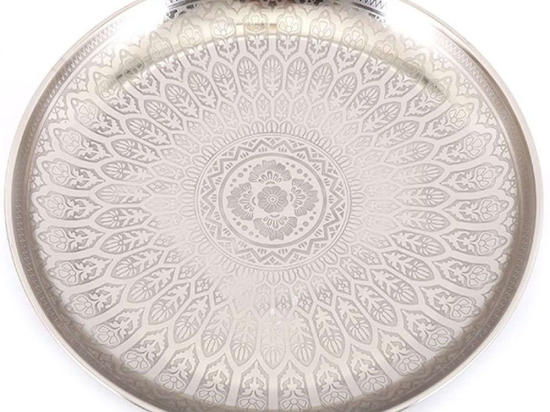 Πιατέλα Μεταλλική Graved 014.OR1518 42cm Silver Μέταλλο