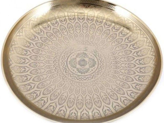 Διακοσμητικός Δίσκος Curved Φ42cm Gold Μέταλλο